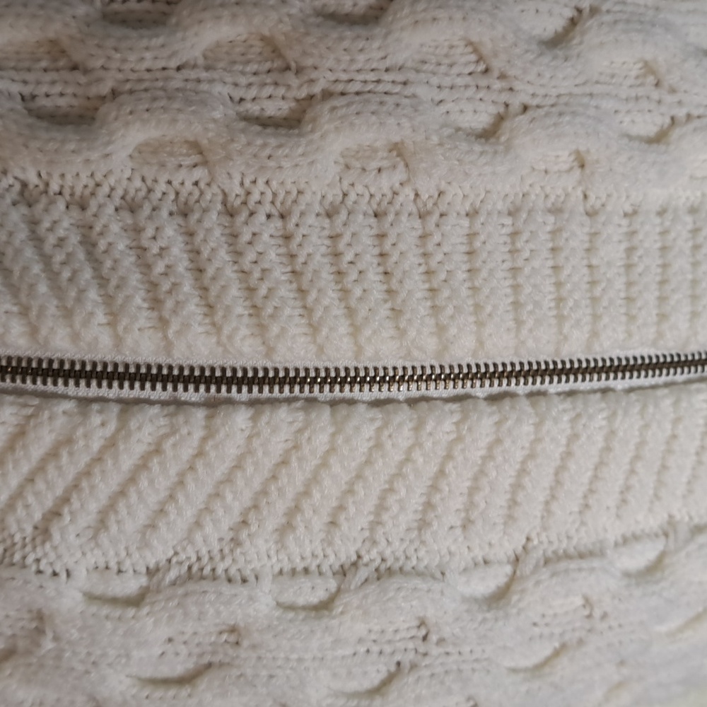 Makobi Men’s Streetwear Sweater Cable Knit Zip Cardigan Cream Hooded Pockets XL - Picture 3 of 15
